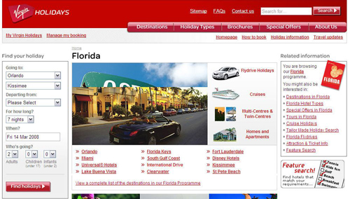 virgin holidays florida landing page