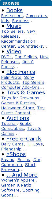 Amazon navigation menus oct-1999