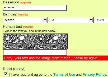 Impossible captcha: no text