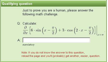 Impossible captcha: math