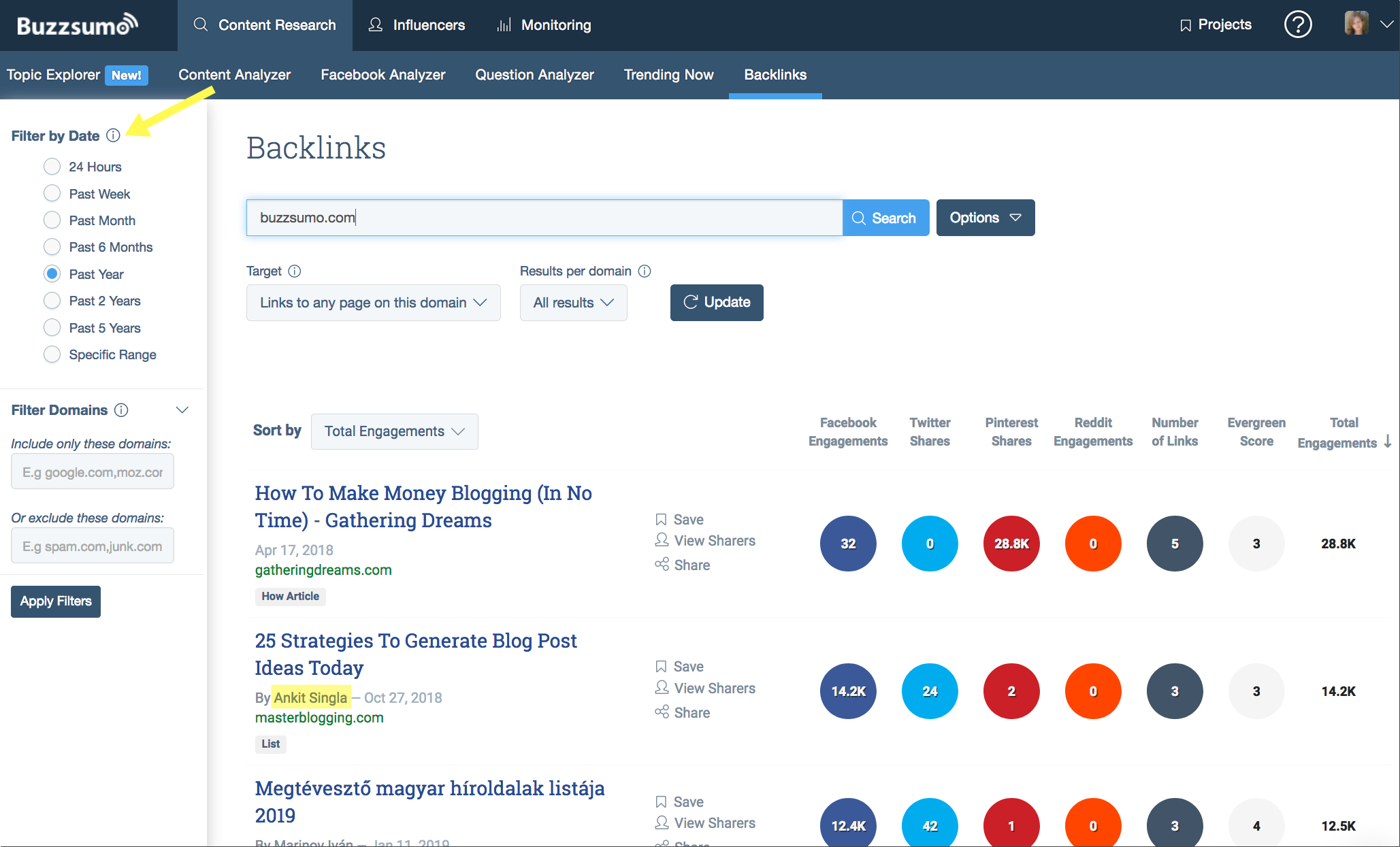 Buzzsumo Backlink Analyzer