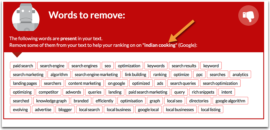 Keywords to remove